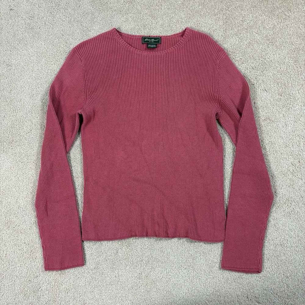 Eddie Bauer Women's 100% Cotton Cable Knit Pullover Sweater Pink Small